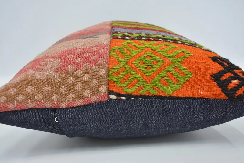 Toss Cushion Cover, Cushion Case, Turkish Kilim Pillow, Throw Kilim Pillow, 16x24 Green Cushion Case, Vintage Kilim Pillow, Ikat Pillow Case - 5