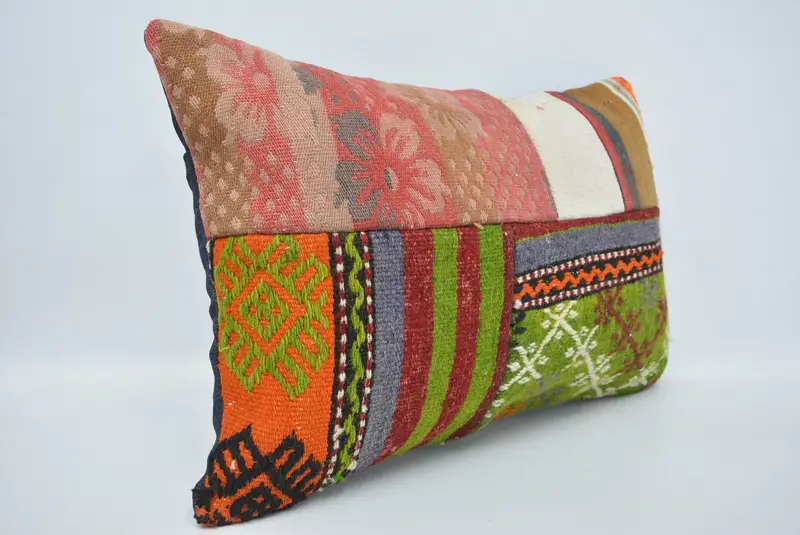 Toss Cushion Cover, Cushion Case, Turkish Kilim Pillow, Throw Kilim Pillow, 16x24 Green Cushion Case, Vintage Kilim Pillow, Ikat Pillow Case - 3