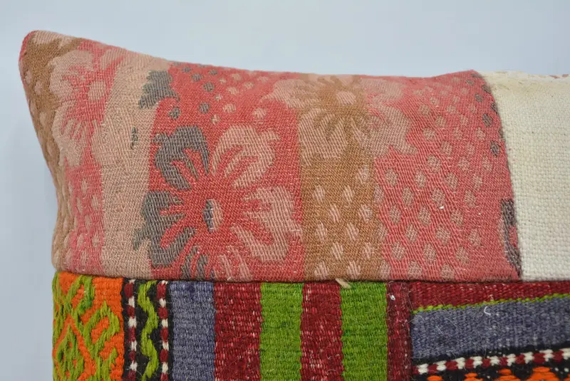 Toss Cushion Cover, Cushion Case, Turkish Kilim Pillow, Throw Kilim Pillow, 16x24 Green Cushion Case, Vintage Kilim Pillow, Ikat Pillow Case - 2