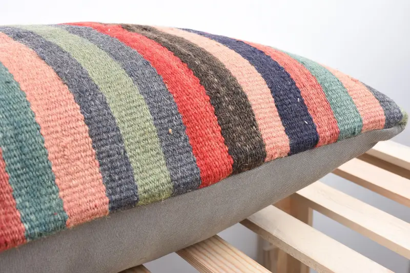 Handwoven Cushion Case, Pillow, Customized Cushion Cover, 16x48 Green Pillow, Antique Pillows, Kilim Cushion Sham, Handmade Kilim Cushion - 7