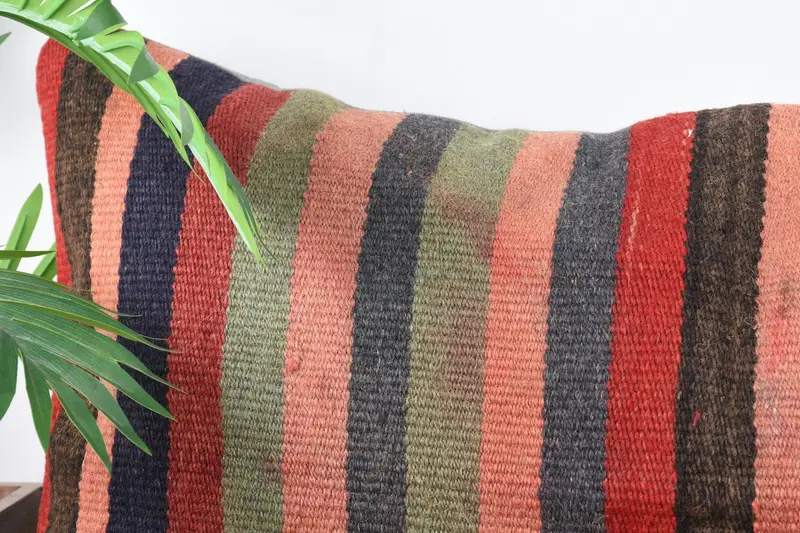 Handwoven Cushion Case, Pillow, Customized Cushion Cover, 16x48 Green Pillow, Antique Pillows, Kilim Cushion Sham, Handmade Kilim Cushion - 2