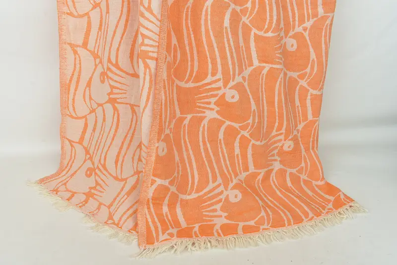 Lanzamiento orgánico, regalo de despedida de soltera, favores de despedida de soltera, favores de boda, regalo para novia, cama decorativa, toalla de diseño de pescado de algodón 70x60 - 2