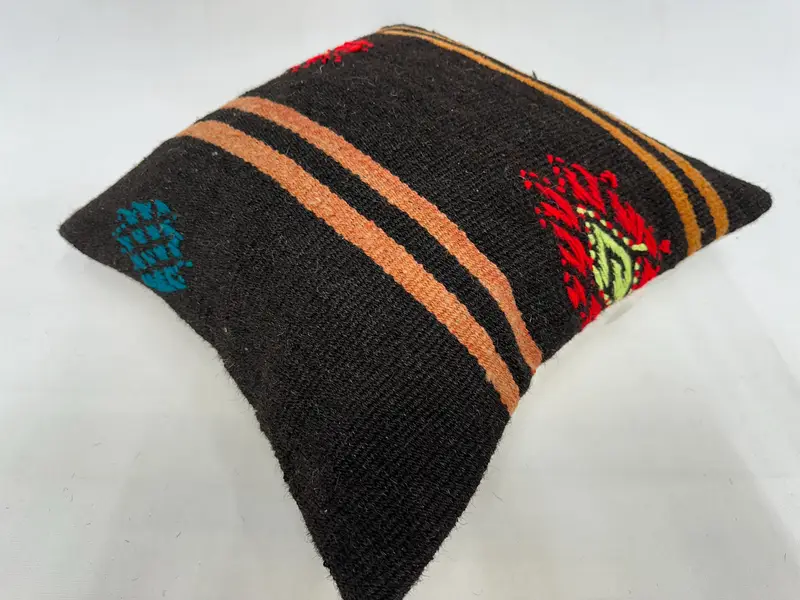 Cushion, Boho Pillow Sham Cover, 18x18 Orange Cushion Case, Turkish Kilim Pillow, Gift Pillow, Farmhouse Pillow Case, Farmhouse Pillow - 6