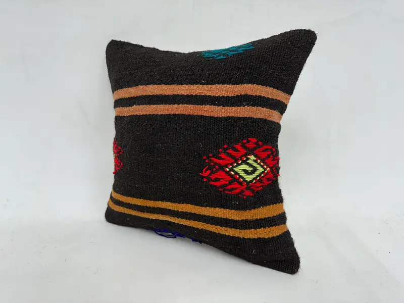 Cushion, Boho Pillow Sham Cover, 18x18 Orange Cushion Case, Turkish Kilim Pillow, Gift Pillow, Farmhouse Pillow Case, Farmhouse Pillow - 4