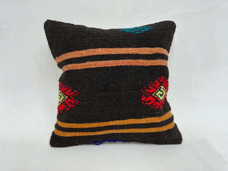 Cushion, Boho Pillow Sham Cover, 18x18 Orange Cushion Case, Turkish Kilim Pillow, Gift Pillow, Farmhouse Pillow Case, Farmhouse Pillow - 1