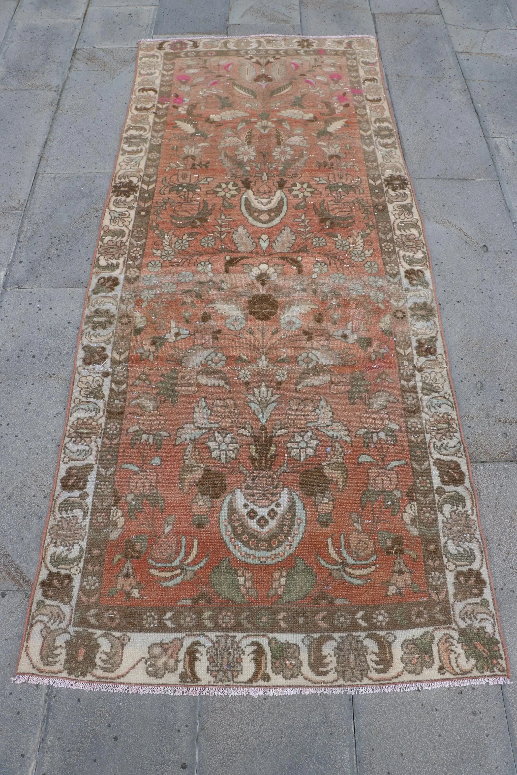 3,2x7,6 ft türkischer Vintage Teppich, Teppich, roter Wollteppich - 1