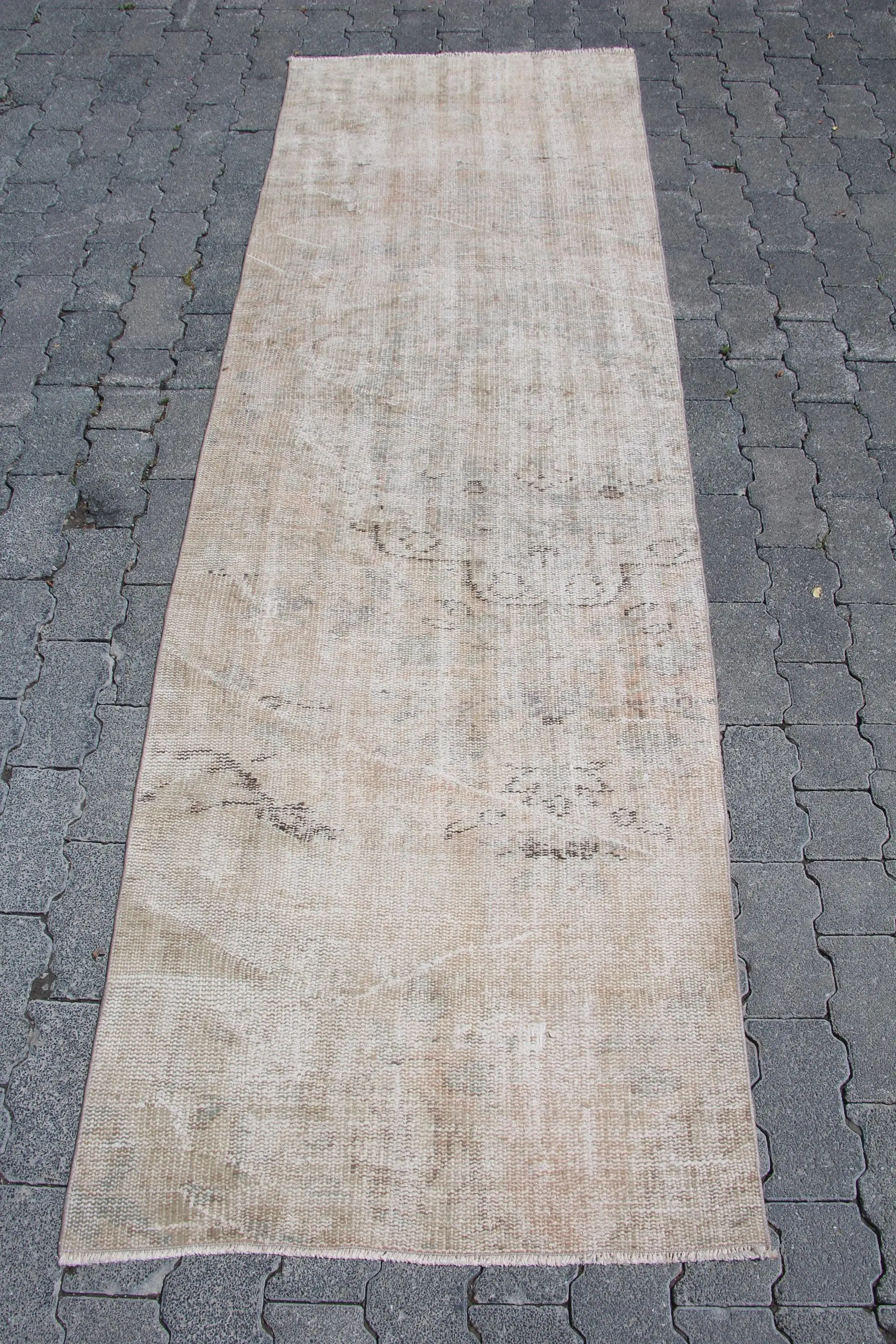 2.5x8.1 ft Runner Turkish Rug, Gray Moroccan Vintage Rug - 1
