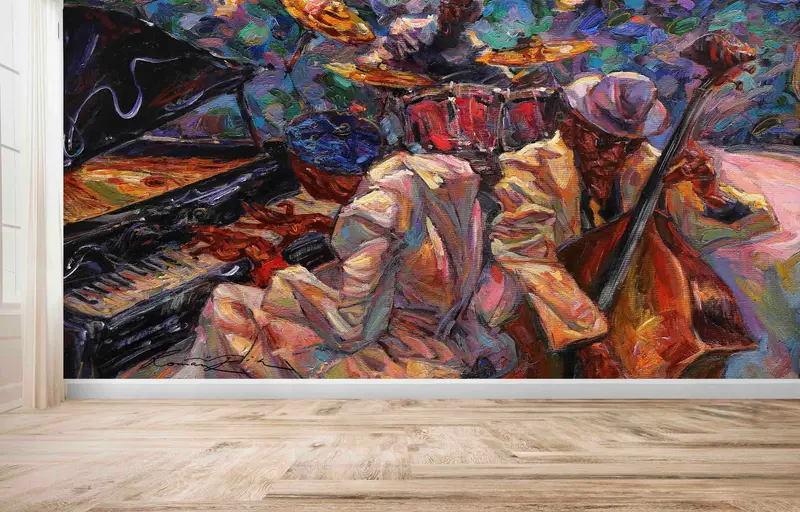 Caz Kulübü Baskılı Duvar Kağıdı: Müzik Odanızı Zarafetle Yükseltin