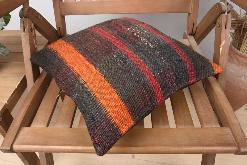 Accent Pillow, 14x14 Brown Cushion Cover, Ethnical Kilim Rug Pillow, Pillow Cover, Kilim Pillow Cover, Turkish Rugs Cushion, Pillow for Sofa - 4