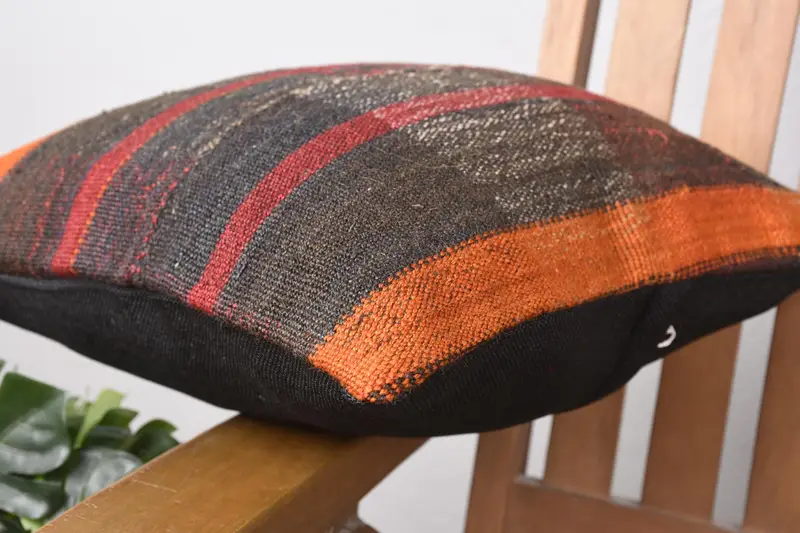 Accent Pillow, 14x14 Brown Cushion Cover, Ethnical Kilim Rug Pillow, Pillow Cover, Kilim Pillow Cover, Turkish Rugs Cushion, Pillow for Sofa - 6