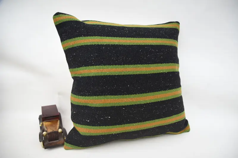 Cushion Case, Turkish Kilim Pillow, Pillow for Sofa, Turkish Pillow, Turkish Rugs Pillow Case, 18x18 Brown Pillow, Bench Pillow Sham - 2
