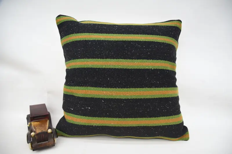 Cushion Case, Turkish Kilim Pillow, Pillow for Sofa, Turkish Pillow, Turkish Rugs Pillow Case, 18x18 Brown Pillow, Bench Pillow Sham - 5