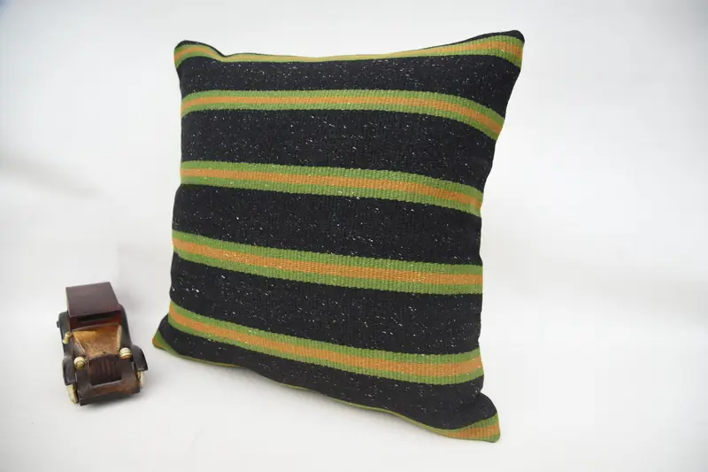 Cushion Case, Turkish Kilim Pillow, Pillow for Sofa, Turkish Pillow, Turkish Rugs Pillow Case, 18x18 Brown Pillow, Bench Pillow Sham - 3