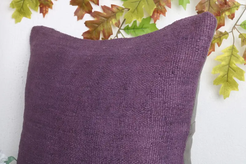 Vintage Kilim Throw Pillow, Neutral Pillow Sham, Armchair Cushion Cover, 20x20 Purple Pillow Case, Turkish Pillow, Pillow Case, Gift Pillow - 5