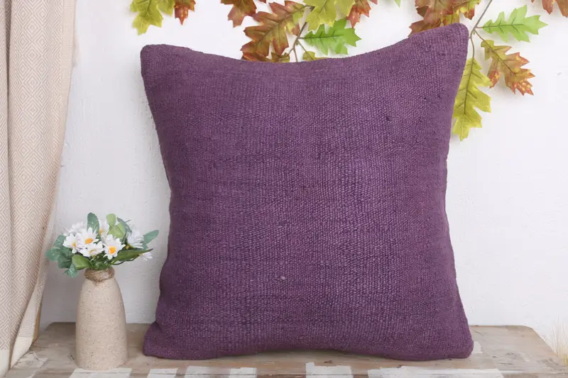 Vintage Kilim Throw Pillow, Neutral Pillow Sham, Armchair Cushion Cover, 20x20 Purple Pillow Case, Turkish Pillow, Pillow Case, Gift Pillow - 2