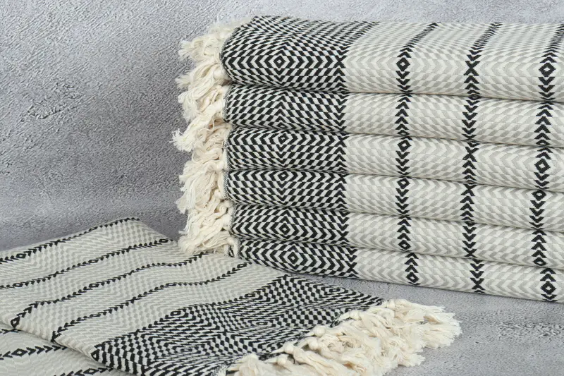 Handwoven Turkish Towel, Bachelor Towel, Turkish towel, Housewarming Gift, Engagement Gift, 80x40 Cotton Diamond Towel, Personalized Beach Towel - 2