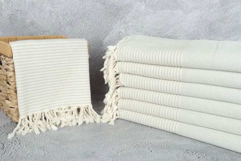 Home Decor Gifts, Organic cotton Turkish peshtemal towel, Embroidered Towel, Soft towel, Personalized Gift For Him, 70x36 Cotton Striped Towel - 3