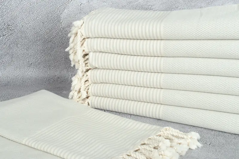 Home Decor Gifts, Organic cotton Turkish peshtemal towel, Embroidered Towel, Soft towel, Personalized Gift For Him, 70x36 Cotton Striped Towel - 2