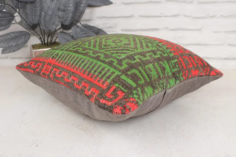 Interior Designer Pillow, 16x16 Green Pillow Case, Vintage Kilim Pillow, Ethnical Kilim Rug Pillow, Outdoor Pillow Case, Pillow Sham, Pastel Pillow - 6