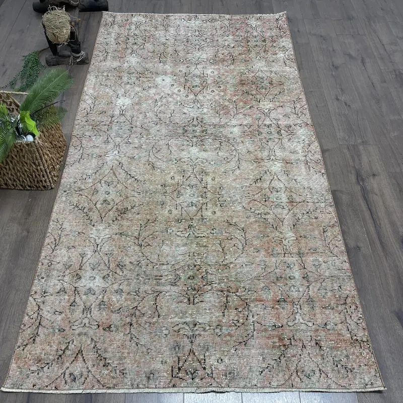 Turuncu Soyut Halı, 4,1x7,8 ft Canlı Dekor