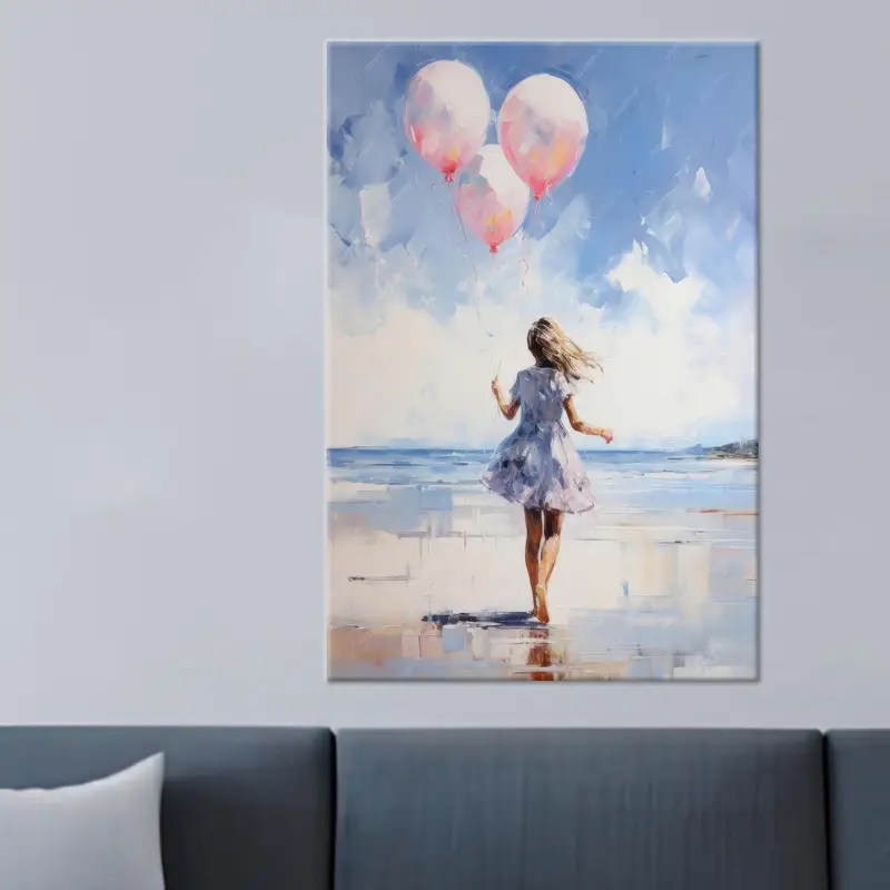 Lienzo elegante para habitación de niña: impresión artística azul y rosa