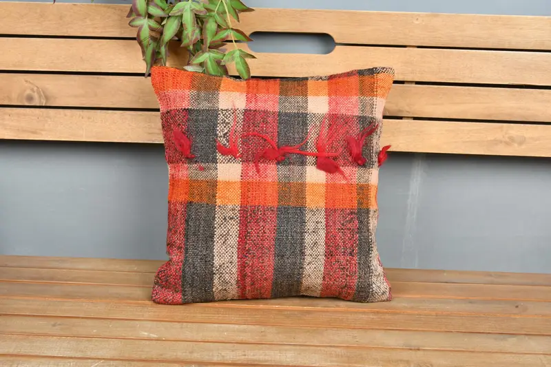 16x16 Red Pillow Sham, Kilim Pillow, Gift Pillow, Farmhouse Cushion Cover, Rustic Cushion Case, Interior Designer Pillow, Pillow - 6