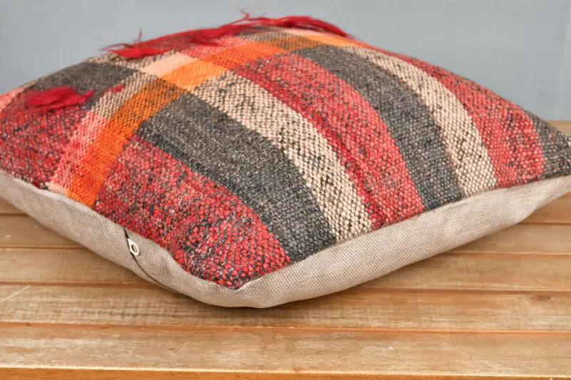 16x16 Red Pillow Sham, Kilim Pillow, Gift Pillow, Farmhouse Cushion Cover, Rustic Cushion Case, Interior Designer Pillow, Pillow - 4