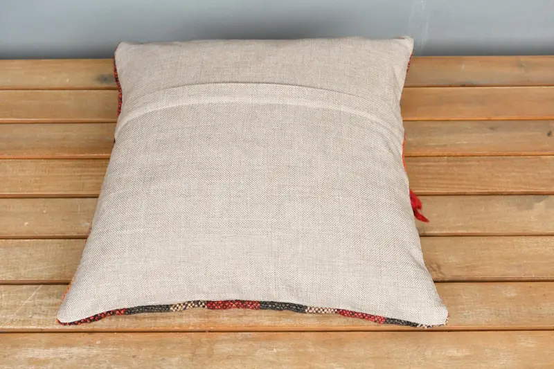 16x16 Red Pillow Sham, Kilim Pillow, Gift Pillow, Farmhouse Cushion Cover, Rustic Cushion Case, Interior Designer Pillow, Pillow - 5