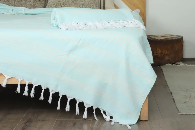 Wedding Shower Gift, Monogram Blanket, Bachelorette Gifts, 96x70 Cotton Striped Towel, Shower Curtain, Woven Throw Blanket, Bachelorette Party Items - 7