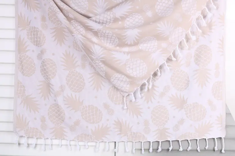Bulk Towel Beige Pineapple Patterned 36x71 Inches Organic Turkish Cotton
