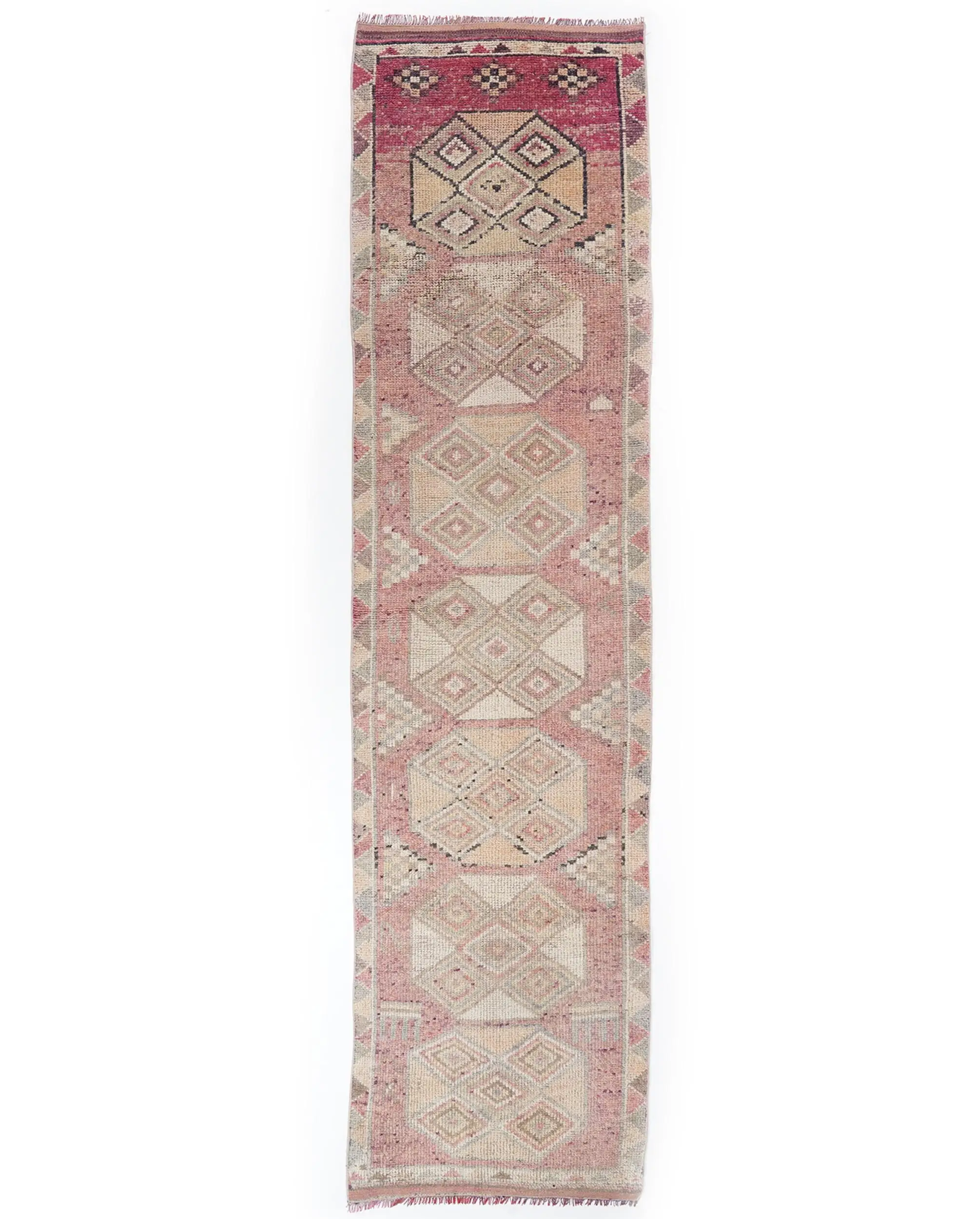 2.8x11.4 ft Herki Rug, Vintage Turkish Rug, Red Beige Rug - 1