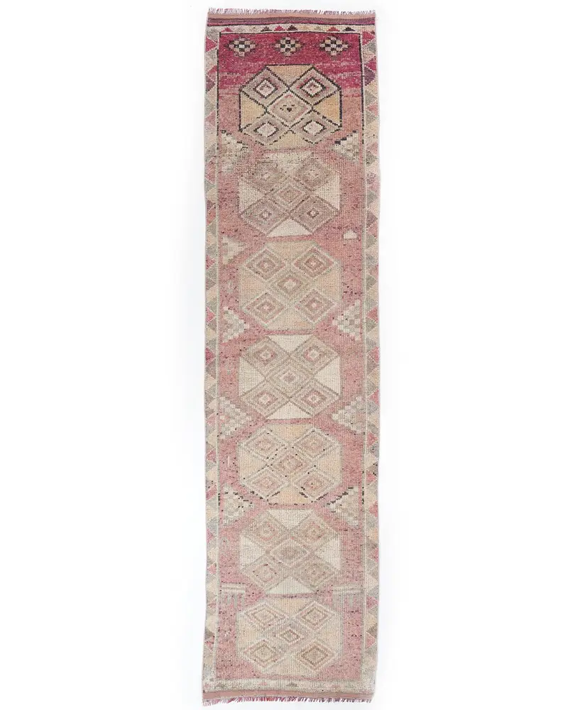 Kırmızı & Bej Halı, 2,8x11,4 ft Zarif Konfor