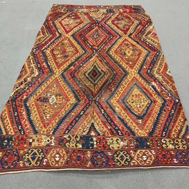 Kırmızı & Mavi Puantiyeli Halı, 5,2x9,8 ft Şık Dekor