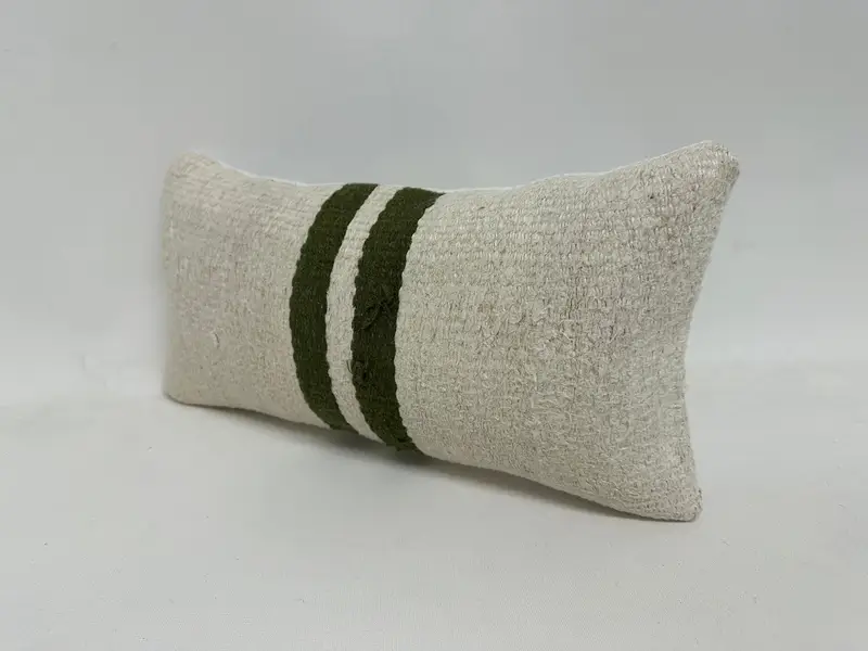 Aesthetic Pillow Cover, Turkish Kilim Pillow, Neutral Pillow Case, Pillow for Couch, Vintage Pillow, Cushion, 8x16 White Pillow Case - 4
