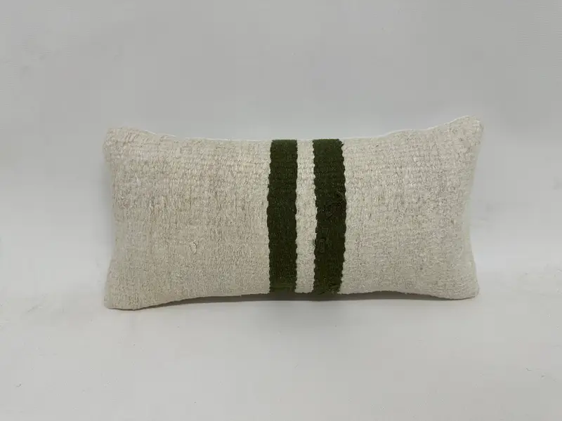 Aesthetic Pillow Cover, Turkish Kilim Pillow, Neutral Pillow Case, Pillow for Couch, Vintage Pillow, Cushion, 8x16 White Pillow Case - 1