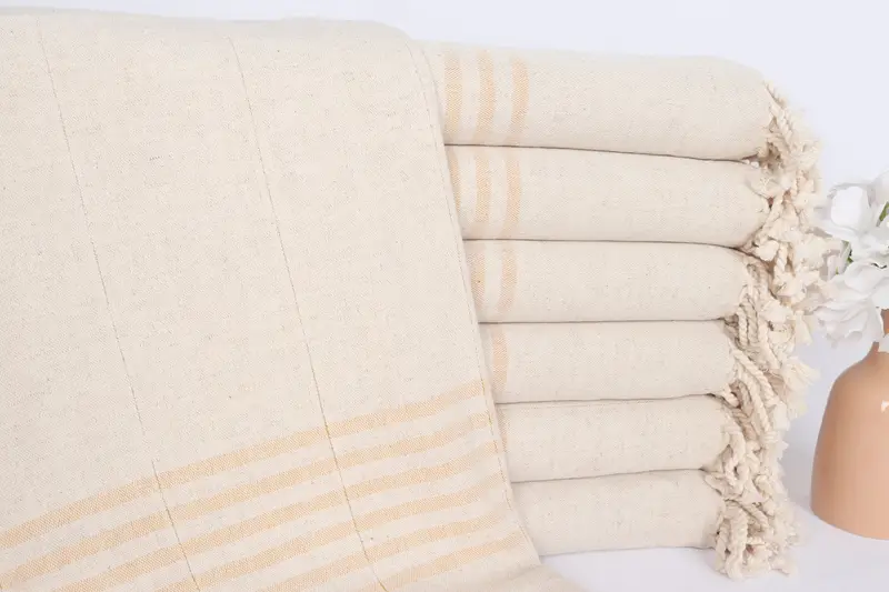 Hardal Keten Havlu Monogramlı Türk Pamuğu, 36x67 İnç