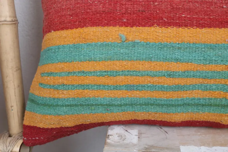 Sustainable Pillow, Vintage Kilim Throw Pillow, 12x43 Green Pillow Case, Ethnical Kilim Rug Pillow, Vintage Kilim Pillow, Cushion - 3