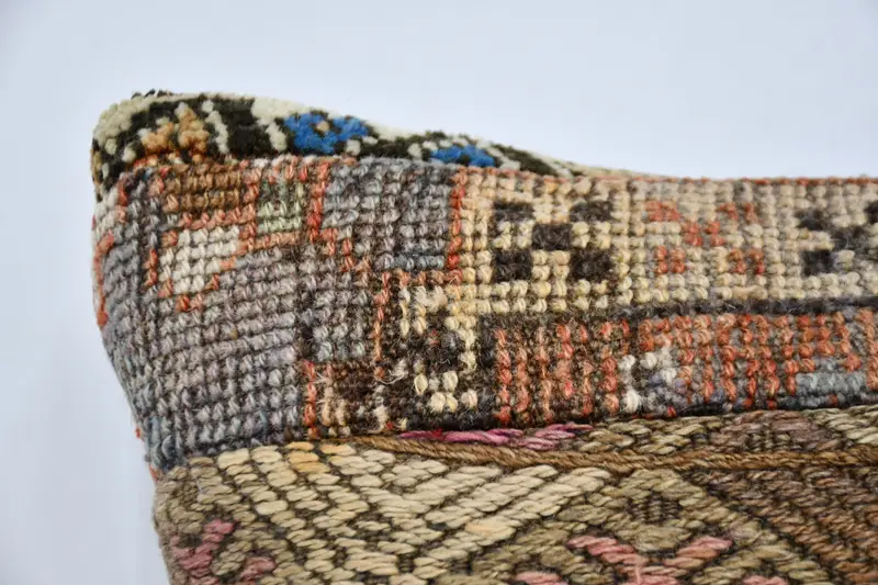 Turkish Kilim Pillow, 20x20 Orange Cushion, Vintage Pillow, Ethnical Kilim Rug Pillow, Indoor Cushion, Pillow Sham - 2