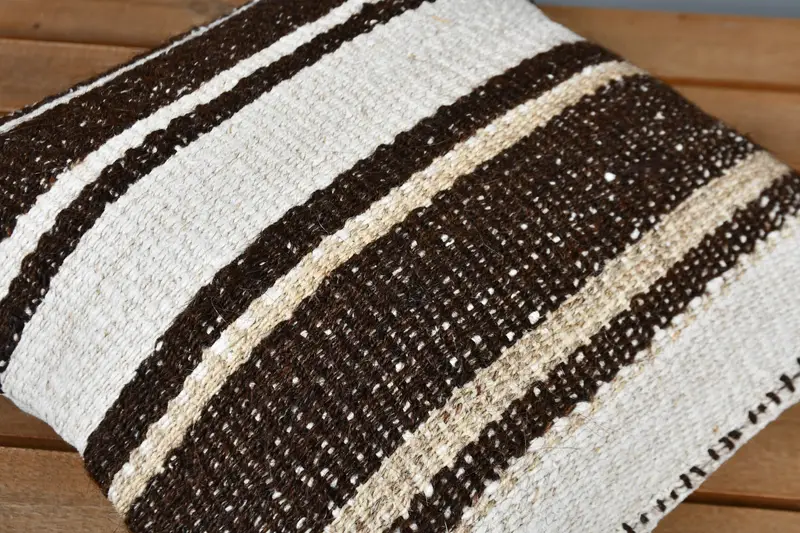 Handwoven Pillow Cover Cushion Case, Handmade Kilim Cushion, Cushion, Vintage Kilim Throw Pillow, Kilim Cushion Sham, 12x12 Beige Pillow - 4