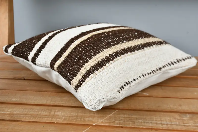 Handwoven Pillow Cover Cushion Case, Handmade Kilim Cushion, Cushion, Vintage Kilim Throw Pillow, Kilim Cushion Sham, 12x12 Beige Pillow - 3