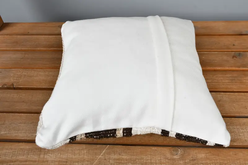Handwoven Pillow Cover Cushion Case, Handmade Kilim Cushion, Cushion, Vintage Kilim Throw Pillow, Kilim Cushion Sham, 12x12 Beige Pillow - 5