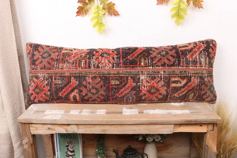 Rot-grünes Patchwork-Wurfkissen, handgefertigtes besticktes Kissen