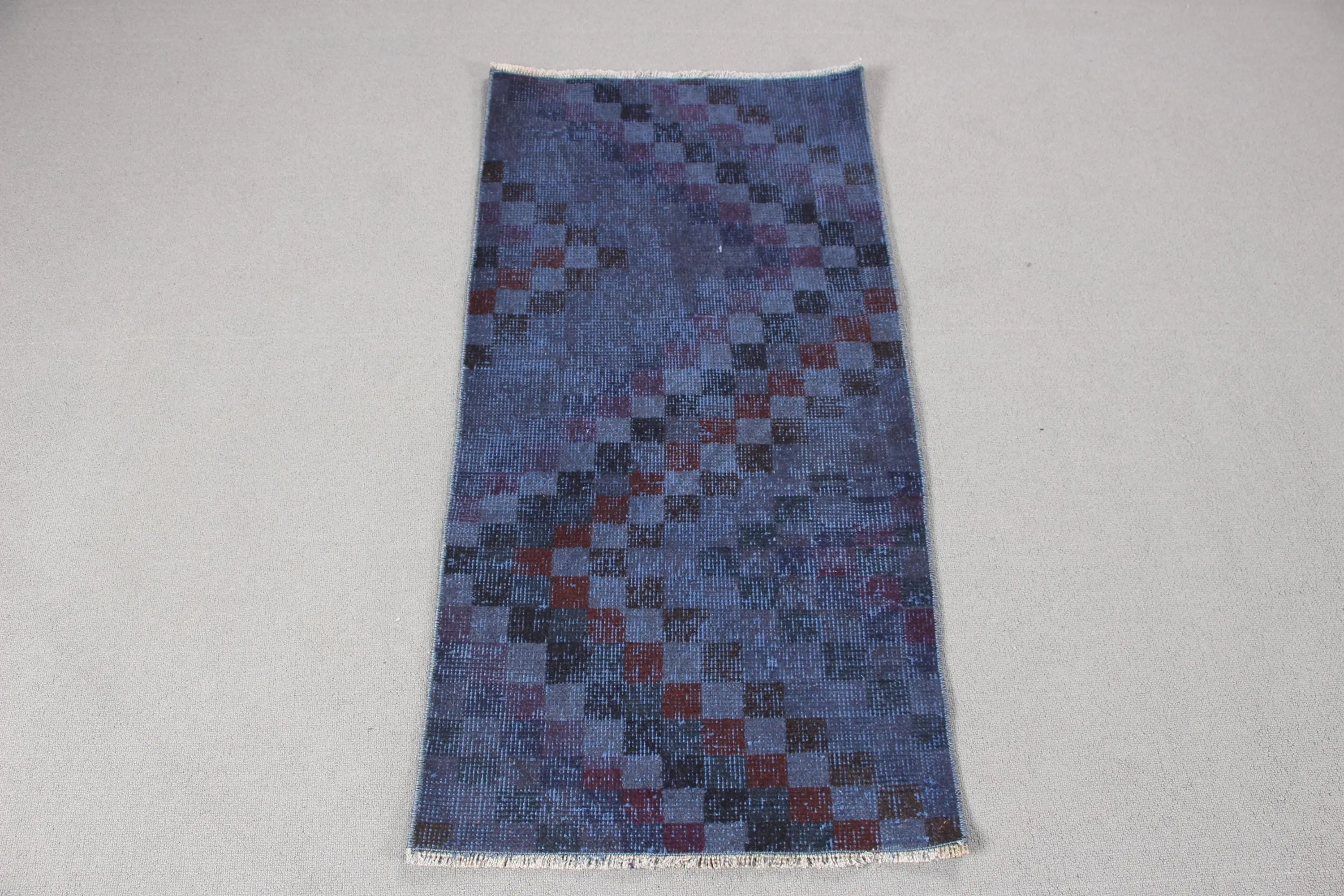 1.8x3.6 ft Rug, Vintage Turkish Rug, Blue Wool Rug - 1