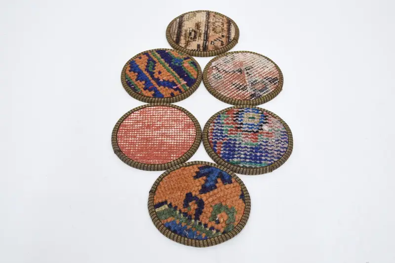 Bohemian Round Coaster, Blue and Orange Coaster