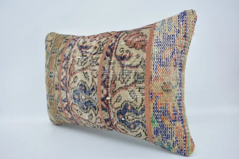 Vintage Kilim Throw Pillow, Sustainable Pillow Case, Home Decor Pillow, Cozy Throw Pillow, Turkish Kilim Pillow, 16x24 Beige Pillow Sham, Cushion - 4