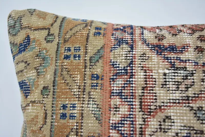 Vintage Kilim Throw Pillow, Sustainable Pillow Case, Home Decor Pillow, Cozy Throw Pillow, Turkish Kilim Pillow, 16x24 Beige Pillow Sham, Cushion - 2