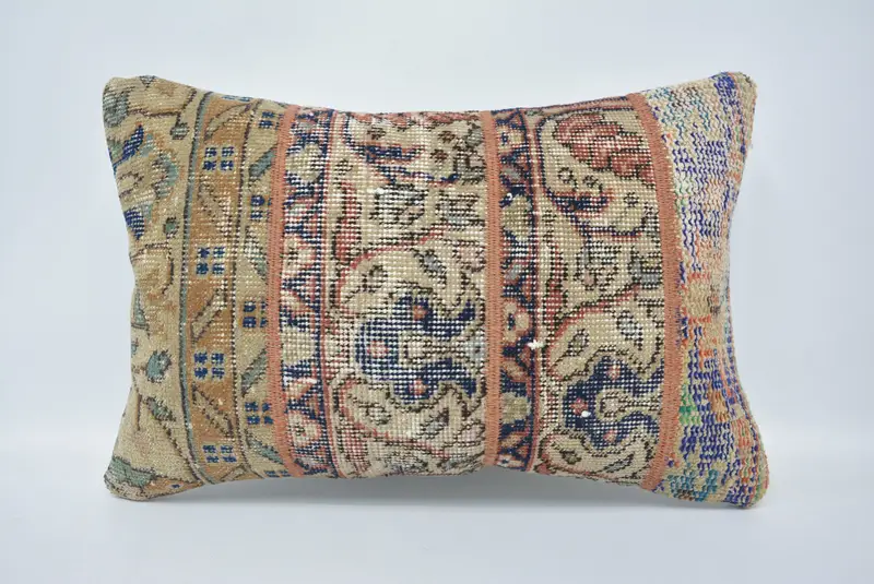 Vintage Kilim Throw Pillow, Sustainable Pillow Case, Home Decor Pillow, Cozy Throw Pillow, Turkish Kilim Pillow, 16x24 Beige Pillow Sham, Cushion - 1