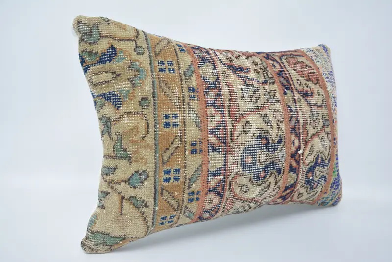 Vintage Kilim Throw Pillow, Sustainable Pillow Case, Home Decor Pillow, Cozy Throw Pillow, Turkish Kilim Pillow, 16x24 Beige Pillow Sham, Cushion - 3