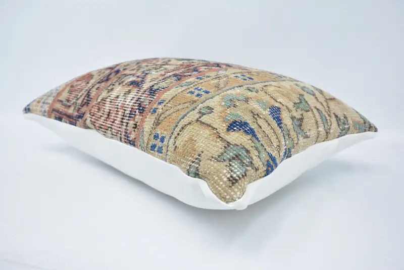 Vintage Kilim Throw Pillow, Sustainable Pillow Case, Home Decor Pillow, Cozy Throw Pillow, Turkish Kilim Pillow, 16x24 Beige Pillow Sham, Cushion - 6