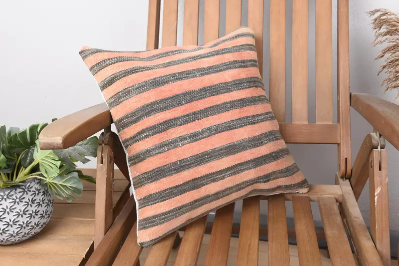 Vintage Pillow, Boho Pillow Sham Cover, Retro Throw Pillow, 16x16 Brown Pillow Cover, Turkish Corner Pillow, Gift Pillow, Pillow - 2
